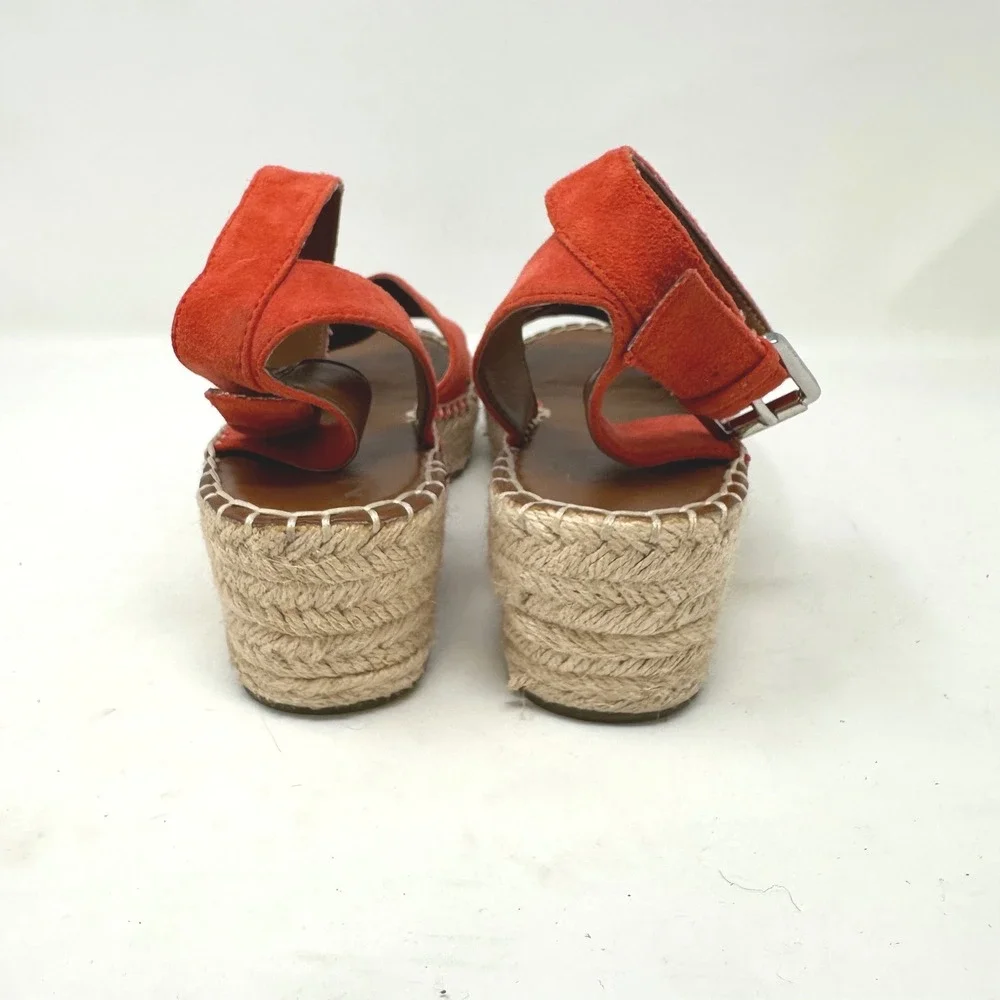Franco Sarto Pellia Espadrille Platform Sandals Suede Orange Size 7.5‎